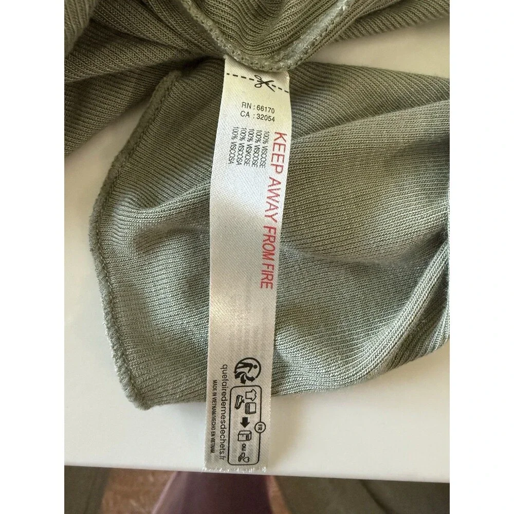 Free People Womens Large Sage Green Ruched Boat Neck Long Sleeve Top